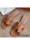 Hermes Oran Slide Sandals In Gold Epsom Calfskin