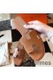 Hermes Oran Slide Sandals In Gold Epsom Perforated Calfskin