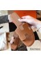 Hermes Oran Slide Sandals In Gold Epsom Perforated Calfskin