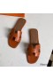 Hermes Oran Slide Sandals In Gold Swift Calfskin