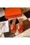Hermes Oran Slide Sandals In Orange Shiny Niloticus Crocodile Skin