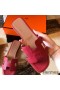 Hermes Oran Slide Sandals In Red Clemence Leather