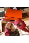 Hermes Oran Slide Sandals In Red Clemence Leather