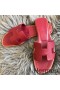 Hermes Oran Slide Sandals In Ruby Epsom Calfskin