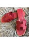 Hermes Oran Slide Sandals In Ruby Epsom Calfskin
