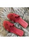 Hermes Oran Slide Sandals In Ruby Epsom Calfskin