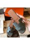 Hermes Oran Slide Sandals In Vert Amande Ostrich Leather