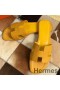 Hermes Oran Slide Sandals In Yellow Epsom Calfskin