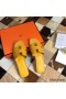 Hermes Oran Slide Sandals In Yellow Epsom Calfskin