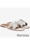Hermes Oran Studs Sandals In White Leather