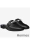 Hermes Oz Mules In Black Calfskin