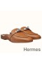 Hermes Oz Mules In Brown Calfskin