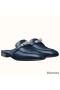 Hermes Oz Mules In Dark Blue Calfskin