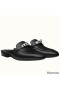 Hermes Oz Mules In Noir Calfskin