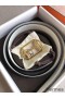 Hermes Pad Reversible Belt In Black/White Epsom Leather