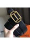 Hermes Pad Reversible Belt In Black Clemence Leather
