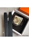 Hermes Pad Reversible Belt In Black Clemence Leather