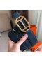 Hermes Pad Reversible Belt In Blue/White Epsom Leather