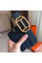 Hermes Pad Reversible Belt In Blue/White Epsom Leather