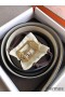 Hermes Pad Reversible Belt In Blue/White Epsom Leather
