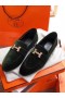 Hermes Paris Loafers In Dark Green Velvet