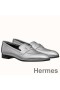 Hermes Paris Loafers In Silver Metallic Goatskin