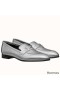 Hermes Paris Loafers In Silver Metallic Goatskin