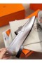 Hermes Paris Loafers In Silver Metallic Goatskin