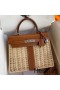 Hermes Picnic Kelly 28cm Bag in Wicker with Barenia Leather