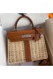 Hermes Picnic Kelly 28cm Bag in Wicker with Barenia Leather