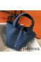 Hermes Picotin Lock 18 Bag In Blue Agate Clemence Leather