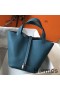 Hermes Picotin Lock 18 Bag In Blue Jean Clemence Leather