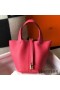 Hermes Picotin Lock 18 Bag In Rose Lipstick Clemence Leather