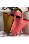 Hermes Picotin Lock 18 Bicolor Handmade Bag in Sesame and Rose Azalee Clemence Leather