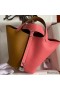 Hermes Picotin Lock 18 Bicolor Handmade Bag in Sesame and Rose Azalee Clemence Leather