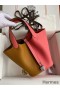Hermes Picotin Lock 18 Bicolor Handmade Bag in Sesame and Rose Azalee Clemence Leather