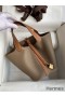 Hermes Picotin Lock 18 Bicolor Handmade Bag in Taupe and Gold Clemence Leather