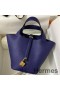 Hermes Picotin Lock 18 Handmade Bag in Blue Encre Clemence Leather