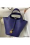 Hermes Picotin Lock 18 Handmade Bag in Blue Encre Clemence Leather