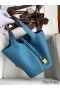 Hermes Picotin Lock 18 Handmade Bag in Blue Jean Clemence Leather