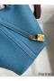 Hermes Picotin Lock 18 Handmade Bag in Blue Jean Clemence Leather