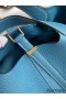 Hermes Picotin Lock 18 Handmade Bag in Blue Jean Clemence Leather