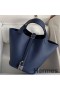 Hermes Picotin Lock 18 Handmade Bag in Blue Saphir Clemence Leather