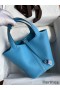 Hermes Picotin Lock 18 Handmade Bag in Blue du Nord Clemence Leather