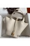 Hermes Picotin Lock 18 Handmade Bag in Craie Clemence Leather