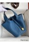 Hermes Picotin Lock 18 Handmade Bag in Deep Blue Clemence Leather