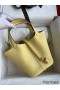 Hermes Picotin Lock 18 Handmade Bag in Jaune Poussin Clemence Leather