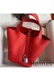 Hermes Picotin Lock 18 Handmade Bag in Red Clemence Leather