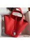 Hermes Picotin Lock 18 Handmade Bag in Red Clemence Leather