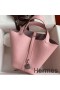 Hermes Picotin Lock 18 Handmade Bag in Rose Sakura Clemence Leather